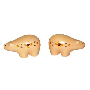 Vintage Southwestern Bear Ceramic Salt & Pepper Shaker Navajo Style Rustic Decor